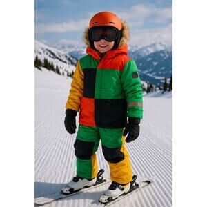 Colorblock Kids Ski Snowsuit by FENMO – Warm Winter One-Piece Outfit size 10 kid